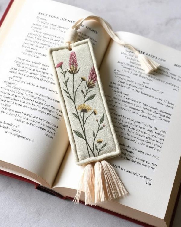Fabric Bookmark — Pressed Wildflower